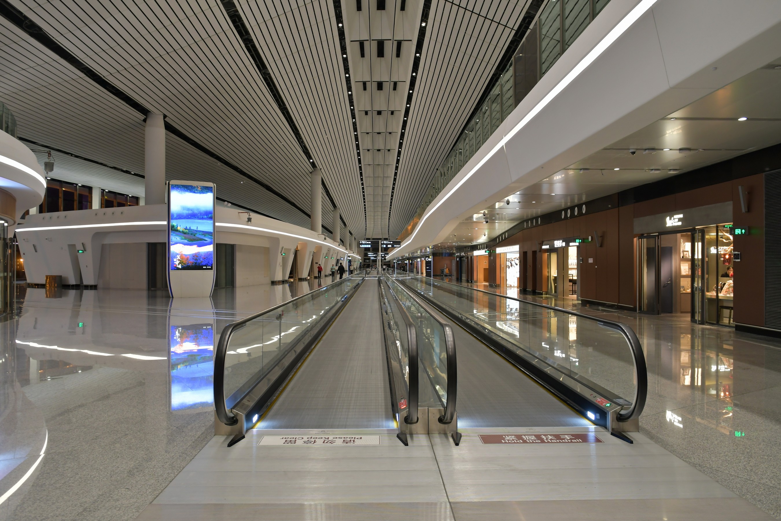 Inside the terminal at Beijing Daxing International Airport