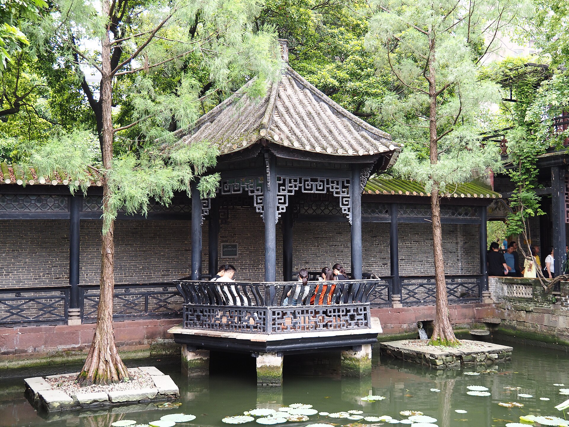 A waterside pavilion over the pond at Qinghui Garden in Daliang, Shunde
